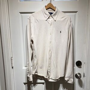 Polo by Ralph Lauren Beige Button-Down Knit Shirt